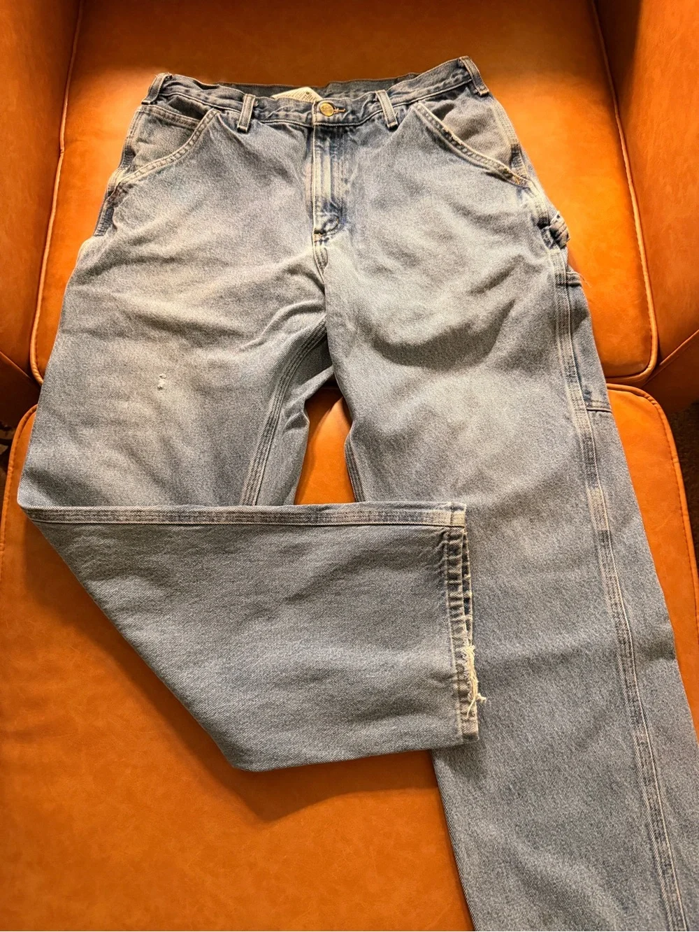 Carhartt Men's Blue Carpenter Cargo Work Jeans Pants